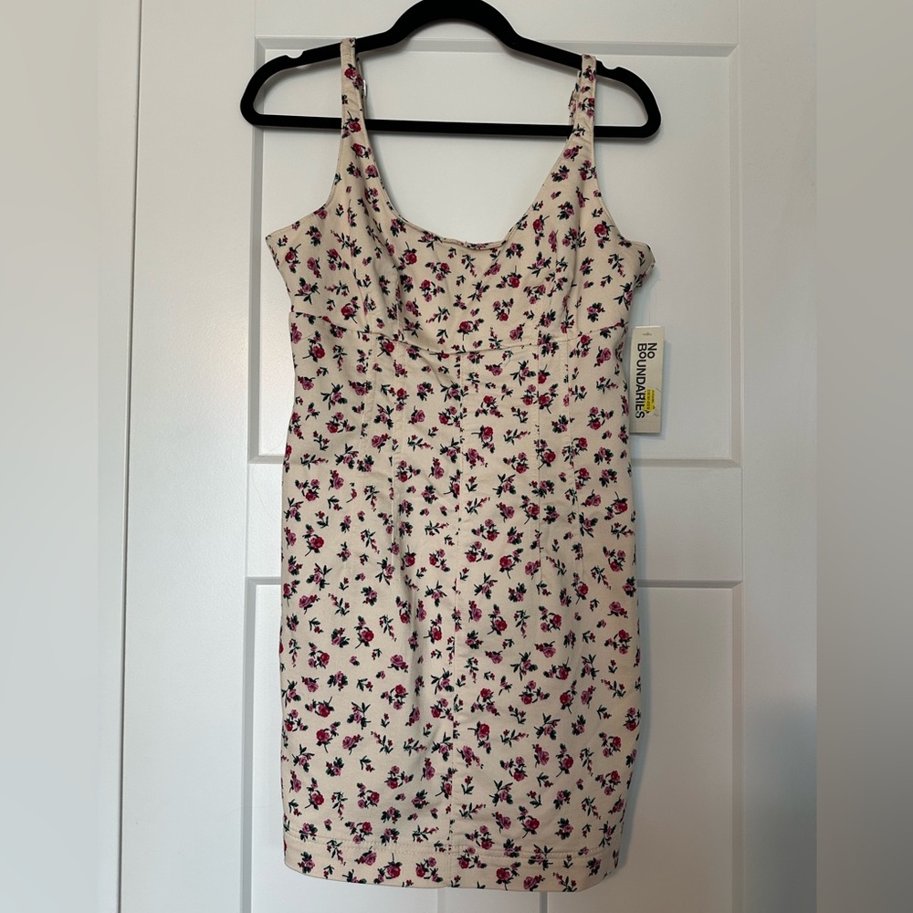 No Boundaries Floral Mini Dress - Cream and burgundy